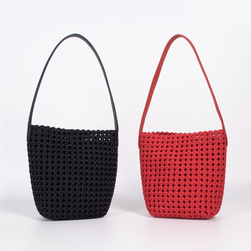 New Niche Vacation Style Woven Bag Large Capacity Seaside Bucket Fashionable Hollow Travel Single Shoulder