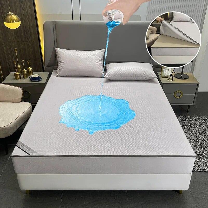 Six Sides Waterproof Zippered Mattress Cover Fully Enclosed Dust-prood Bed Fitted Sheet Mattress Protector