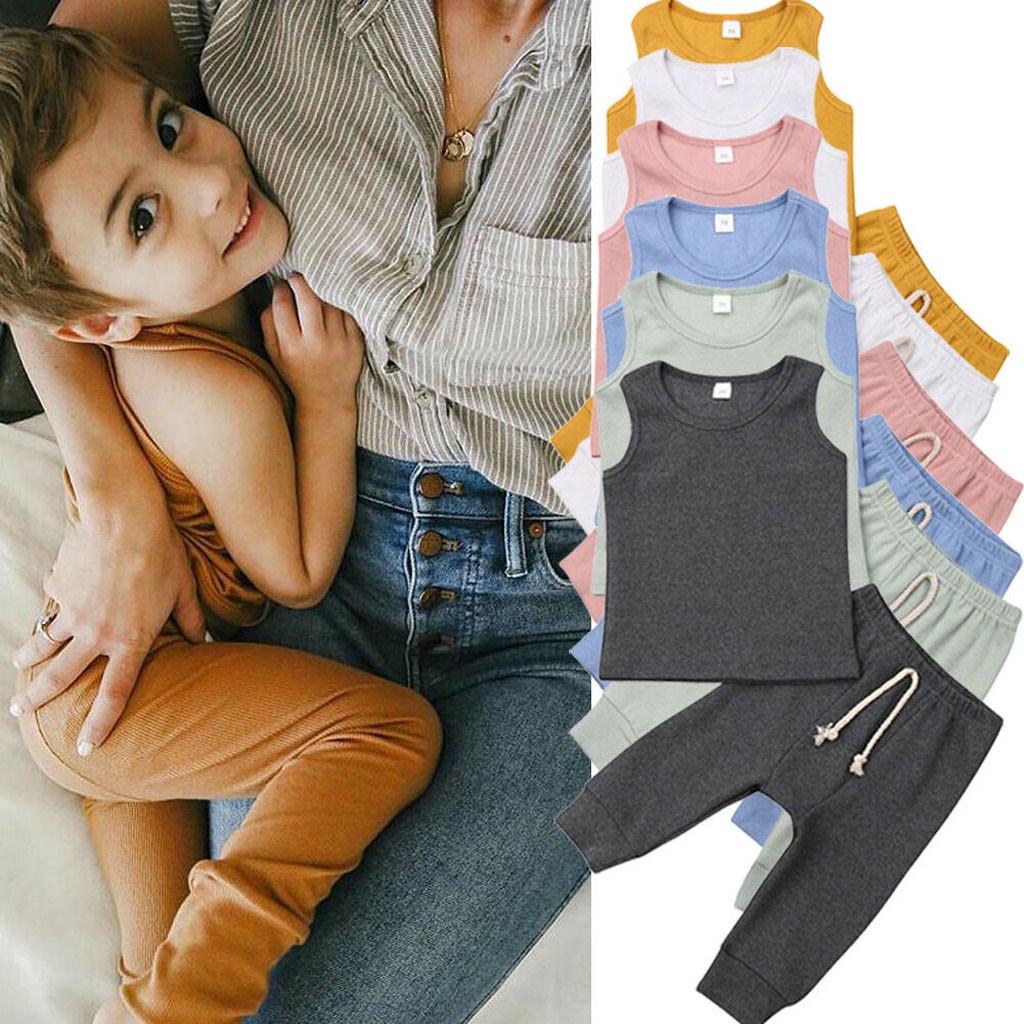 Buy Vest Top Pants Leggings Outfit Set Summer Newborn Infant Baby Girls