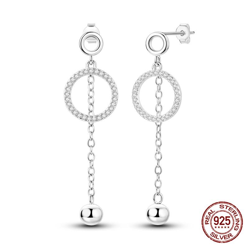 Original 100% 925 Silver Geometric Sun Moon And Stars Tassel Women's Earrings Party Anniversary Gift