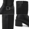 Bota Alta Negra Con Hebilla Y Tacón Bajo Montevita Bro32 105514
