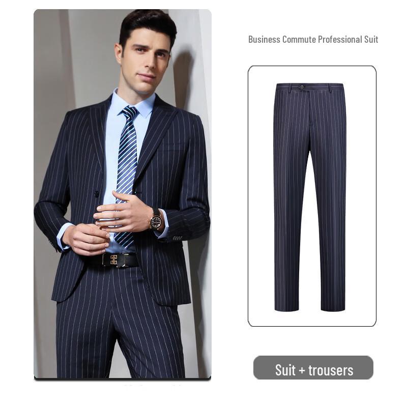 Teluoman Unisex Business Stripe Wool Suit Set