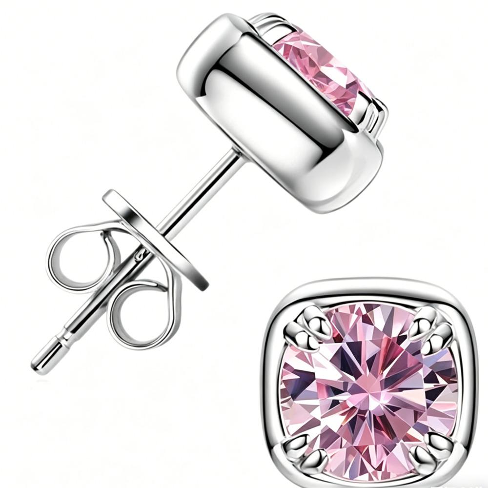 6.5mm 925 Sterling Silver Moissanite Stud Earrings For Women Simple Fashion Versatile Square Cut D VVS1 Exquisite Jewelry