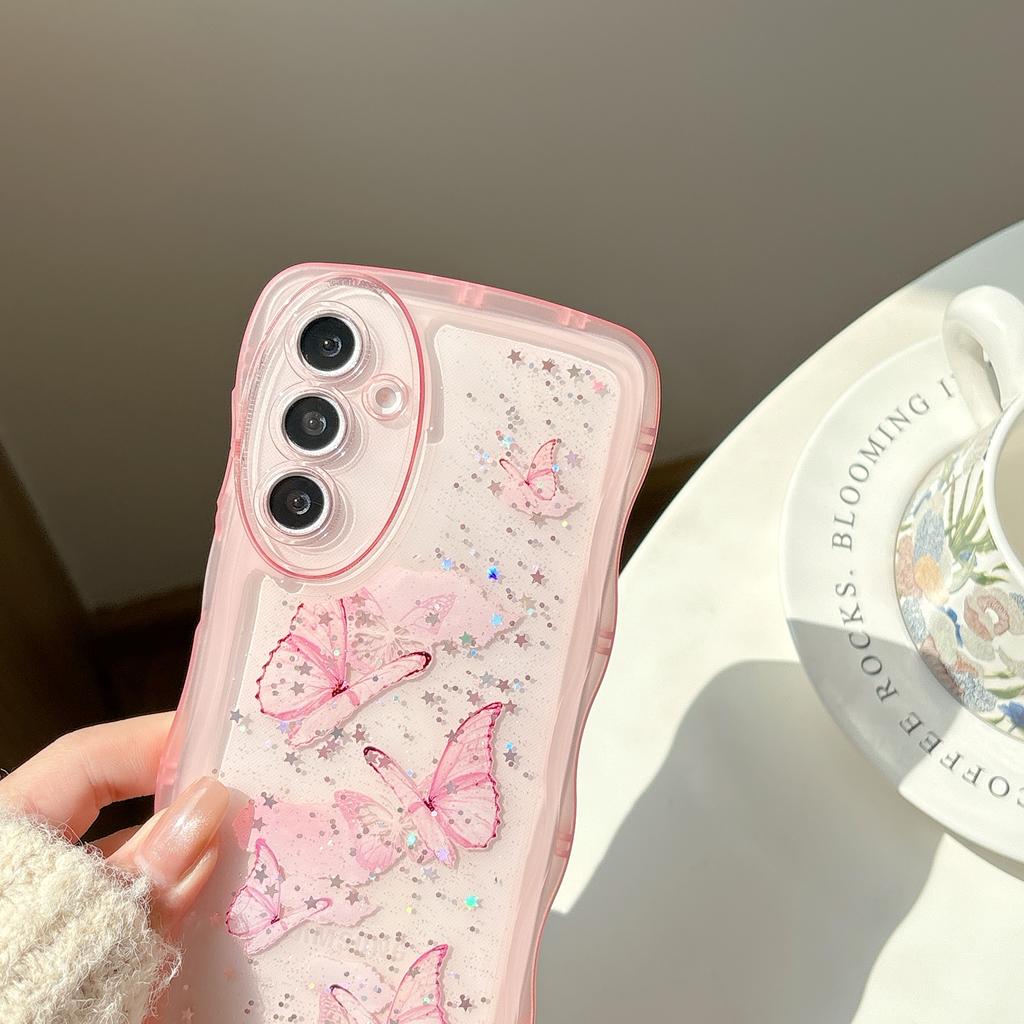 Glitter Stars Butterfly Clear High Quality Shockproof Phone Case for for A56 A36 A26 A16 A06 A05 A15 A25 A55 5G Soft TPU