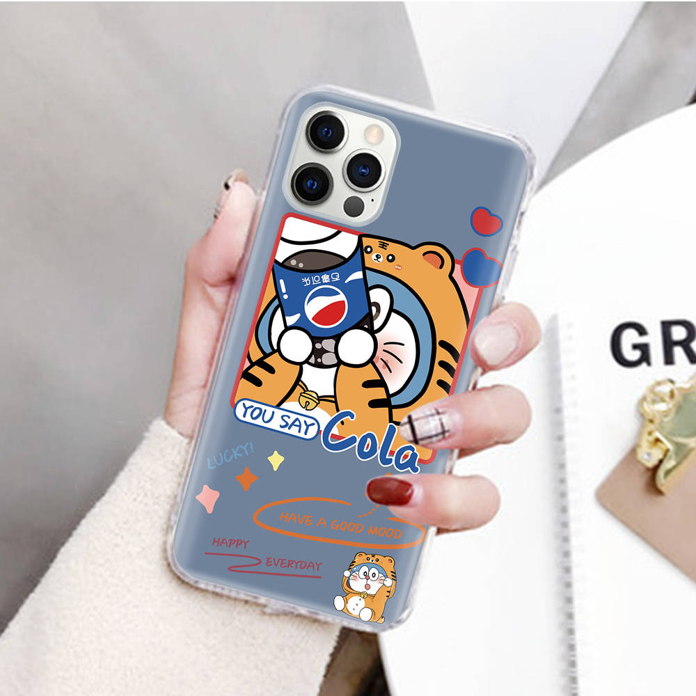 JW82 Doraemon Transparent Case for Samsung A04 A14 A23 M33 M53 Realme 10 9 C35 C55 VIVO Y02 X80 Infinix Hot 30 Note 11 Tecno Spark 8P Pro