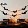 Ghost Halloween Garland 2 Pcs 7.5FT Garland, Felt Pumpkin Bat Skull with Banner Decoration Wood Beads, Party Hanging for Fireplace Doorway Indoor
