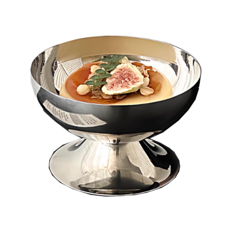 BRStainless Steel Dessert Bowl Silver Tall Ice Cream Cup Dessert Tray Tableware Pudding Plate Milkshake Cup Metal BowlEY