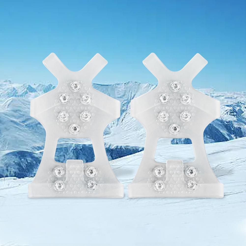 Gheare de gheață de iarnă cu 10 dinți, crampoane anti-alunecare pentru alpinism, capace unisex pentru pantofi cu gheare de zăpadă, lanț exterior, țepi pentru pantofi
