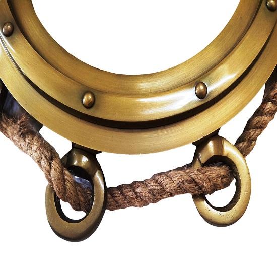 16" Antique Brown Finish  Mirror Aluminum Port Glass Wall Hanging Mirror