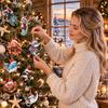 Ocean Theme Christmas Ornaments Wooden Sea Animal Pendants, 2D Flat Themed Cartoon Figures, Decorative Winter Party Hanging Decorations Banner