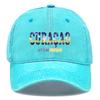 Curacao Flag Color Printed Baseball Cap Washed Distressed Dad Hat Casual Sun Hat Unisex For Outdoor Sports And National Team