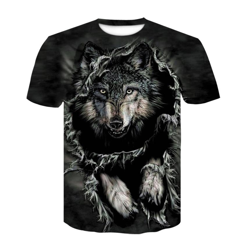Fashion 3D Wolf Printed T-Shirts for Men/Women Personality Cool Printing Graphic Tee Shirt Unisex Short Sleeve T-shirt Plus Size