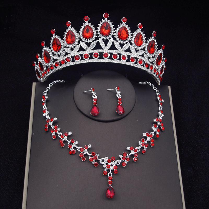 Princess Bridal Tiaras Jewelry Sets for Women Crown and Earring Necklace Set Birthday Party Wedding Jewelry Bride Accessories