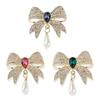 Vintage Light Luxury Rhinestone Bow Brooches Women Clothing Coat Jewelry Accessries Gifts