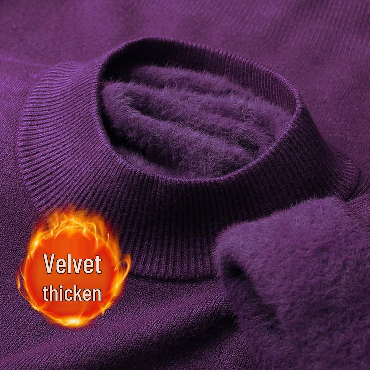 Men's Winter Velvet Pullover Sweater - Anti-Cold, Thick, Half-High Collar, Luxurious, Warm to -15°C