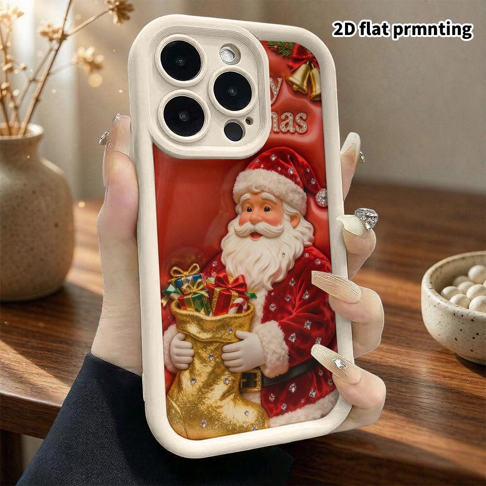 Phone Case: 2D Flat Design Suitable for iPhone 18 17 16 15 14 13 Pro Stepped Protective Case, Embossed 3D Style, Christmas and Halloween Holiday Gift