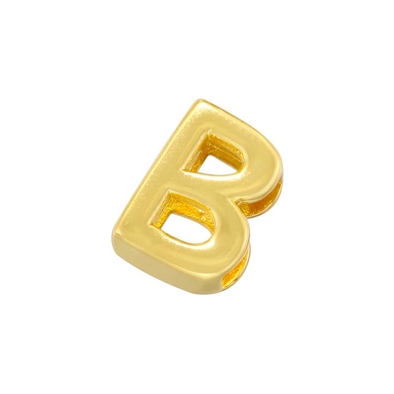 Gold Plated Brass Eco-Friendly Plating A-Z Initial Letter Beads, Cute DIY Jewelry Making Accessories Beads:VZ442