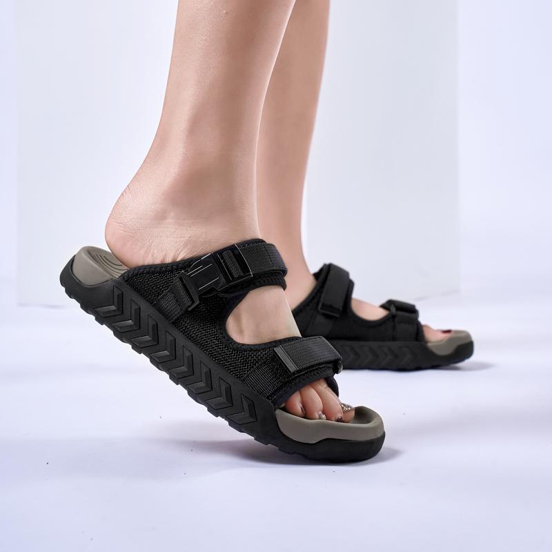 Men Slippers Wide Palm Women Outdoor Summer Black Couple Sandals Open Toe Beach Shoes Sport Slippers Unisex Plus Size