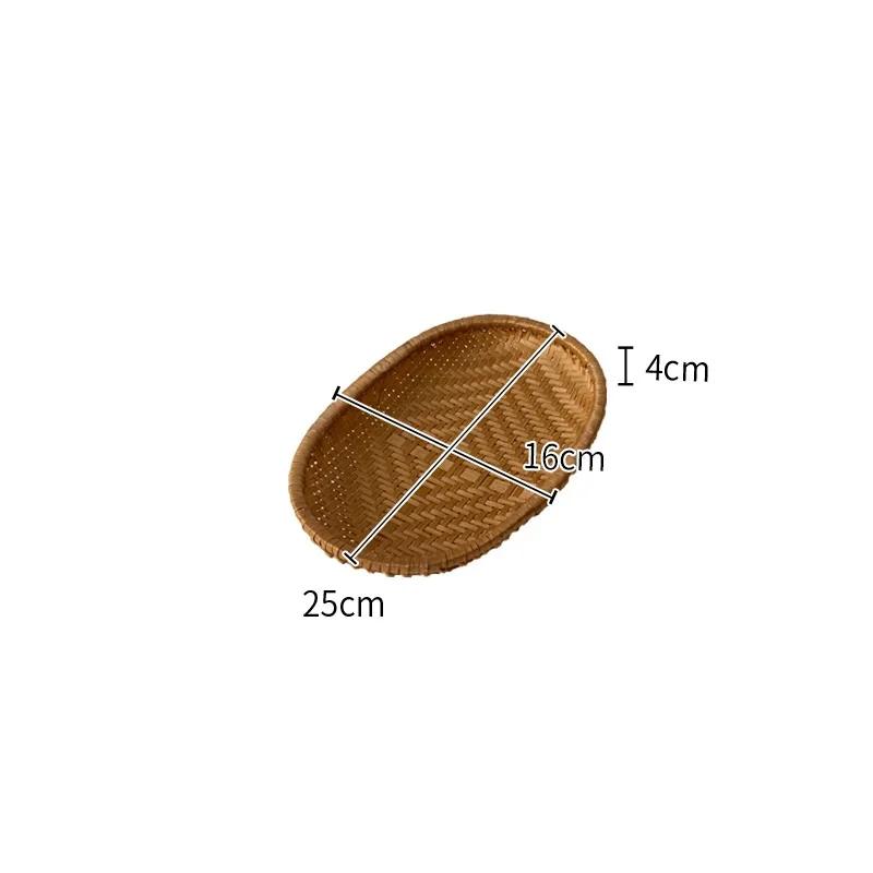 Bamboo Woven Oval Basket Bamboo Storage Basket Drying Round Dustpan Hotel Storage Steamed Bun Basket Fruit