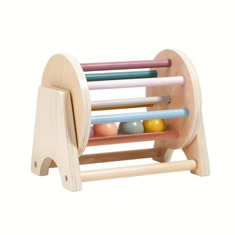 

Montessori, Baby Wooden Rolling Drum Fun Tabletop Toy - Exercise Hand-eye Coordination and Fine Motor Skills - Educational Toys