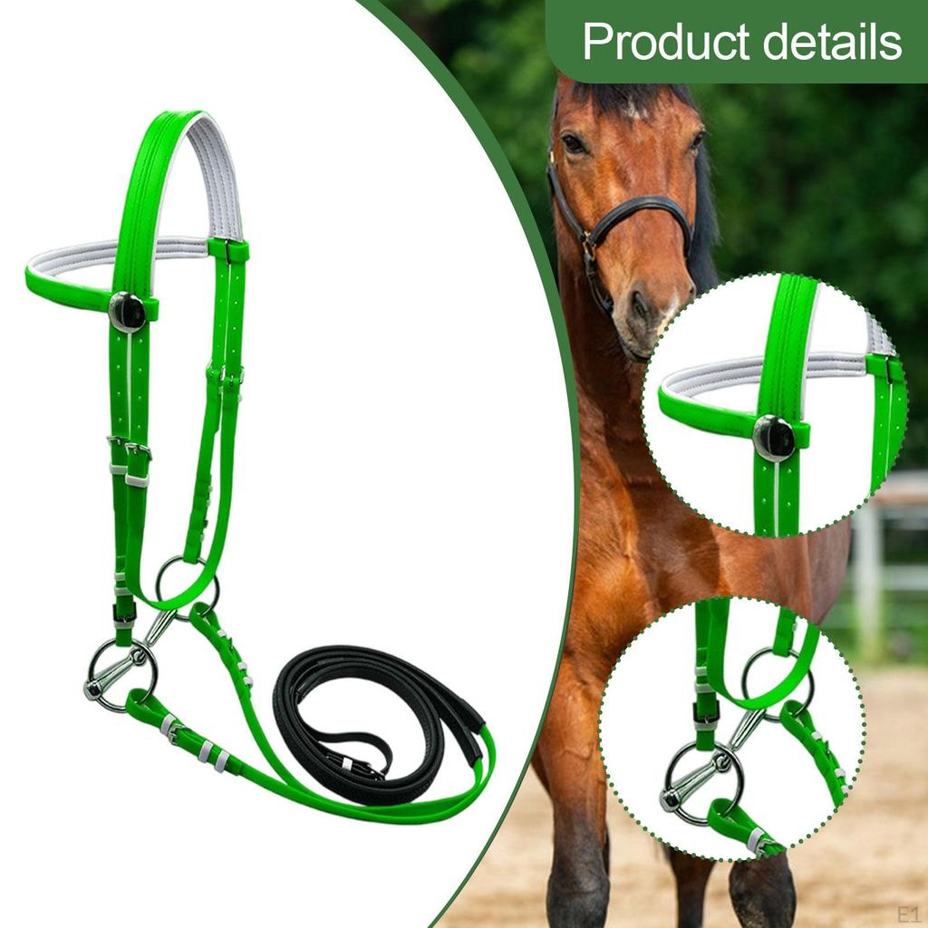 Pferdezäumung mit Zügel Halfter Verstellbare Reitausrüstung Genickriemen Führseil für Verein
