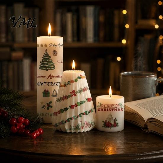 Holiday Crafting Accessories Christmas Candle Transfer Stickers, DIY Craft Supplies, Waterproof Water Decals for Candles Decorative Making And Festive