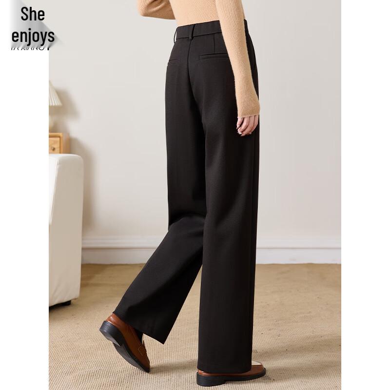 Women's High-Waist Wool Blend Straight Leg Pants