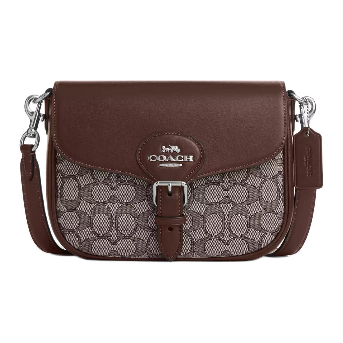 

Coach Signature Canvas Leather Flap Saddle Bag Crossbody CU998-SVS8S Basic Set (Bag+Dust Bag)
