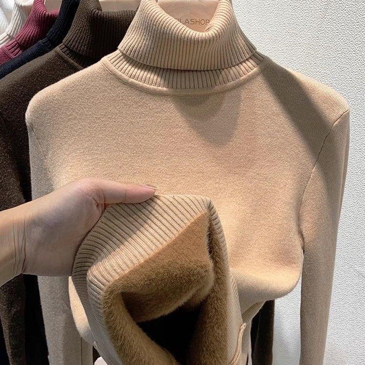 Pulover cu gât gros de iarnă, pentru femei, ocazional, de modă, de pluș, pentru femei, pulovere moale, calde, tricotaje vintage, Topuri 29173