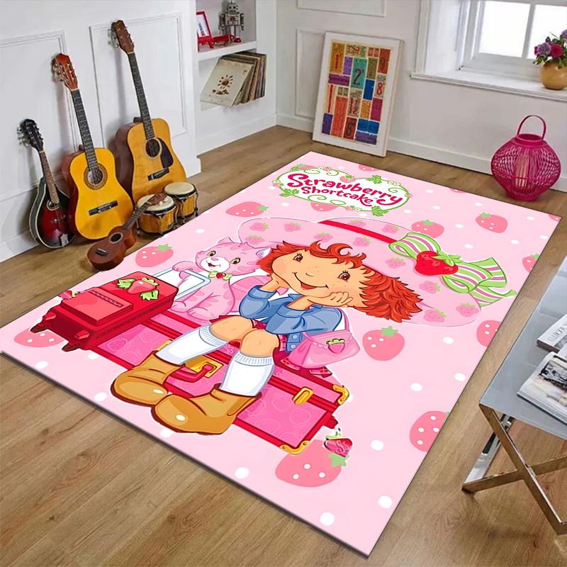 1pc Princess Strawberry (2) Design Printed Area Rug Carpet for Bedroom Living Room Home Decor Rugs Mat Non Slip Mat Rug for Bedside