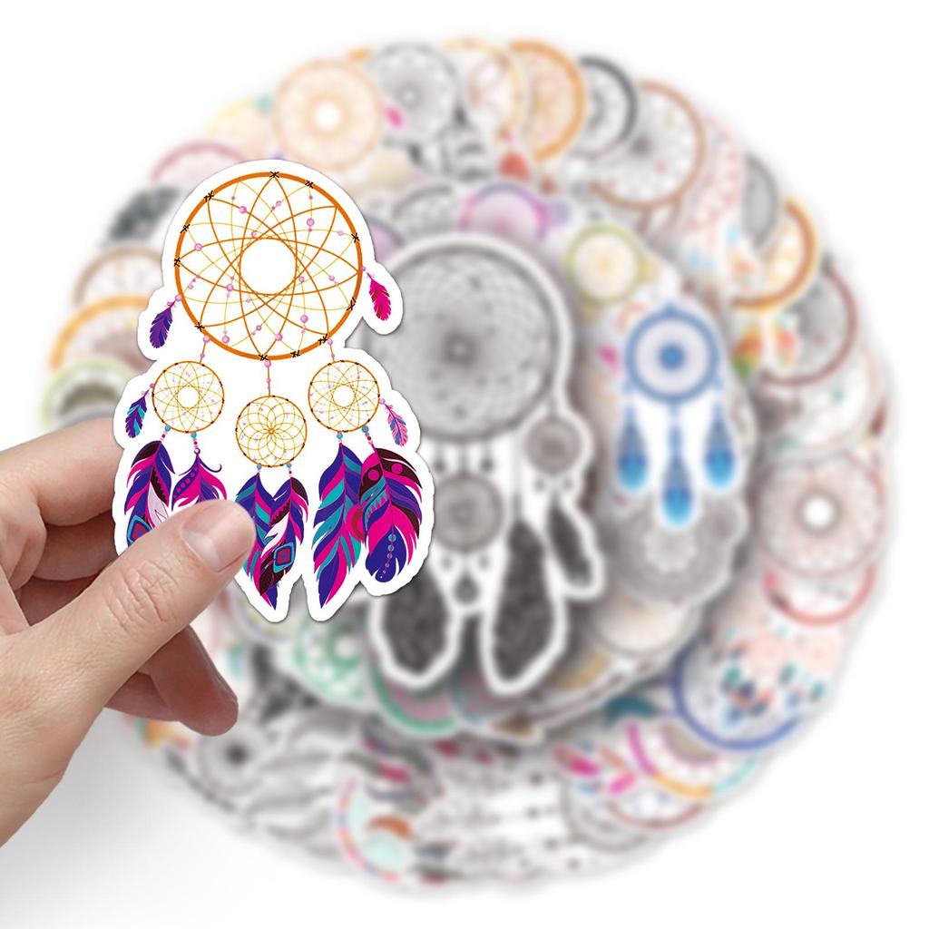 50 Dreamcatcher Waterproof Graffiti Stickers for Suitcases, Scooters, Computers, and Tablets