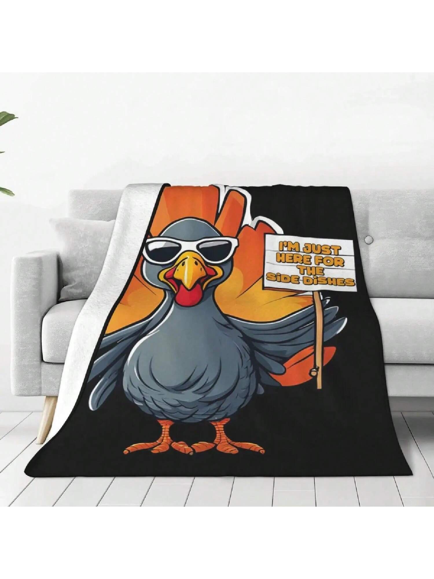 

I m Just Here For The Side Dishes,Thanksgiving Gifts Blanket Flannel Sofa Throw Blankets For Home Bedroom Throws Bedspread Quilt 75X95CM серый