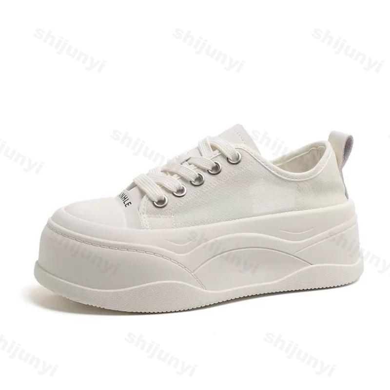 Modische Damen Plateau Freizeitschuhe 2025 Frühling Herbst Neu Höhensteigerung Outdoor Rutschfest Flache Schuhe Mode Kreuzgebunden Halbschuhe