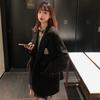 New Autumn and Winter Korean Style Loose Black Mid-length Badge Woolen Coat Women's Suit Collar Woolen Coat