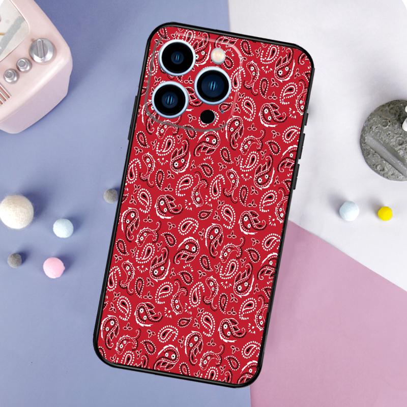 Red Bandana Paisley Phone Case For iPhone 17 Pro Max 16 15 13 12 11 14 Pro Max Plus Mini 16e 17 Air Back Cover