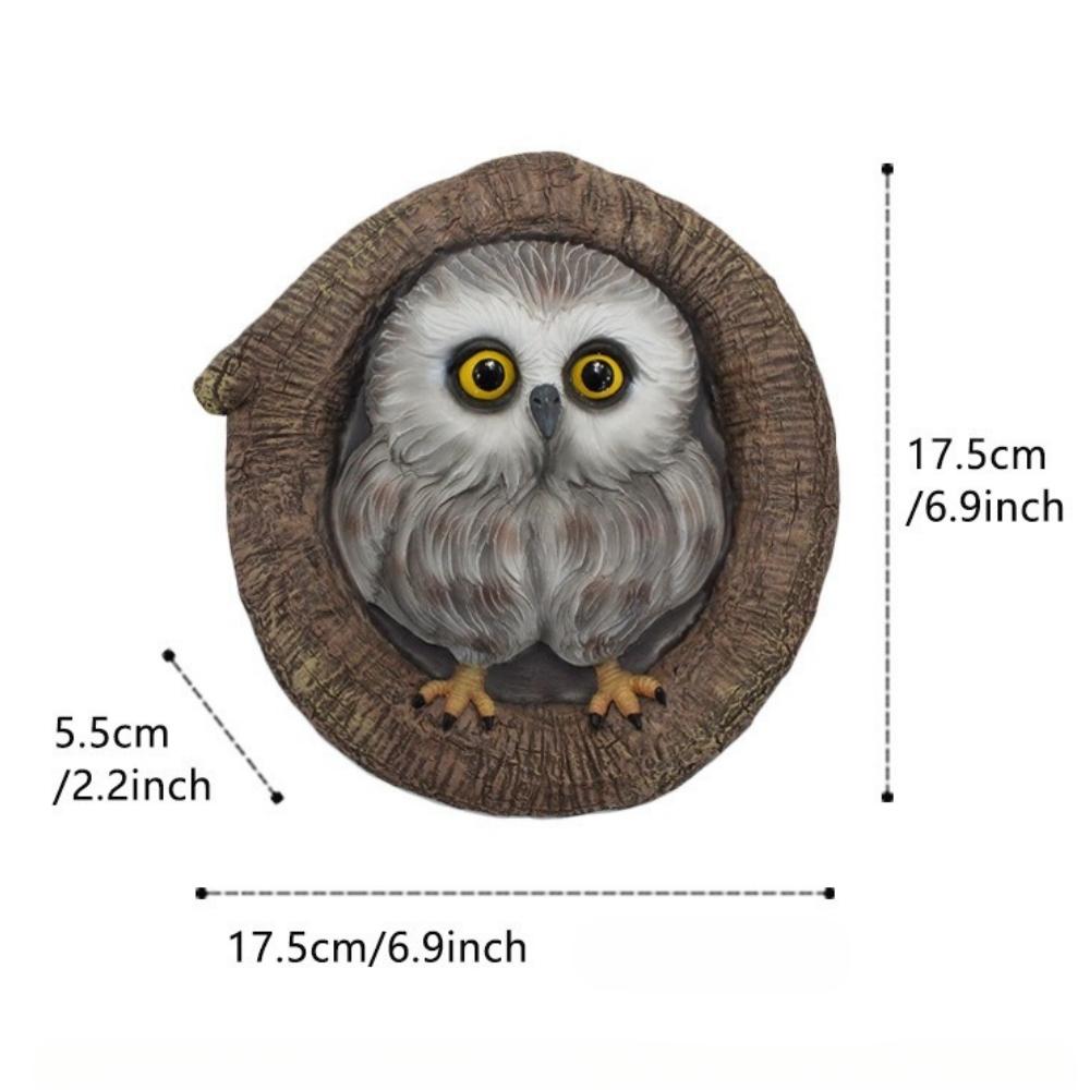 Owl Figurines Simulated Tree Hanging Resin Feeding Bird Statue Outdoor Garden Animal Ornaments