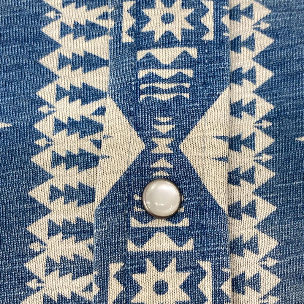 RRL Indigo Native American Pattern Western Shirt with Concho Buttons Tops XS IndigoUsed