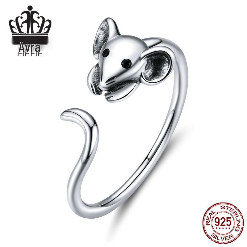 

Sterling Silver S925 Open Ring - Cute Zodiac Rat Design Sterling Silver 925