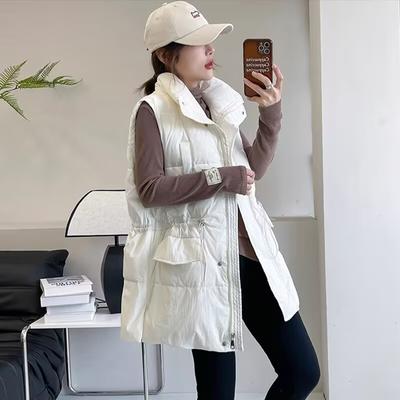 Femei Plus Dimensiune Vestă de iarnă Vestă de exterior Subțire Cald Lungime Medie Rever Vestă Cardigan fără mâneci Îmbrăcăminte de exterior