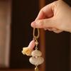 Handmade Chinese Brocade Gourd Keychain Good Luck Auspicious Hanging Charm for Purse Decoration New Year Present