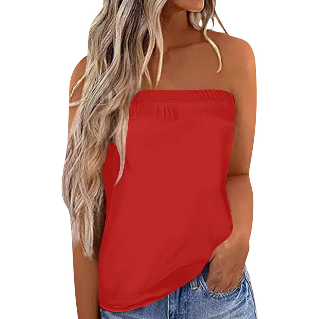 Women’s Bandeau Top Strapless Top Tube Top Boobtube Tops Women Backless Top Crop Top Y2K Clothes for Summer Going Out Tops for Women UK