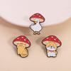 Kawaii Cat Under Mushroom Cap Enamel Pins Cute White Goose Dog Cartoon Animal Brooches Lapel Badge Jewelry Gifts for Friends