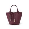 2025 Large Capacity Genuine Leather Commuter Handbag - Lychee Pattern Cowhide Bucket Bag