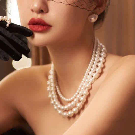 Fashion jewelry, bohemian multi-layer necklace, popular street auction popular pearl necklace.