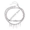 Punk Gothic Studded Rivet Spikes Necklace Two Layers Vintage Choker Hip Hop Necklace For Party Valentine's Day Lovers Gift