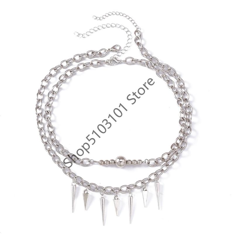 

Punk Gothic Studded Rivet Spikes Necklace two layers Vintage Choker Hip Hop Necklace For Party Valentine s Day Lovers Gift