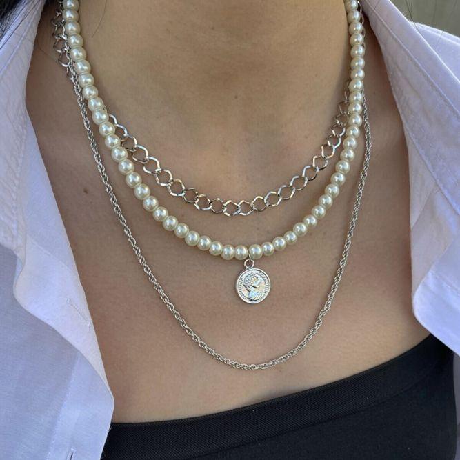 

Комбинированное ожерелье с медальоном iPearl