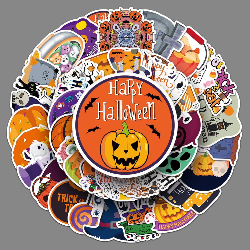 50 Halloween Graffiti Stickers Personalized Cartoon Horror Festival Decoration Mobile Phone Case Water Cup Creative Stickers