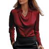 Satin Dameskjorte Vintage Langermet Bluse Silke Elegant Dames Topper Pendling Hvit Skjorte Høst Dameklær