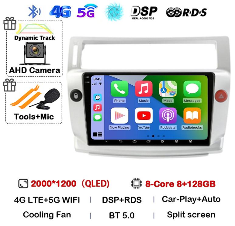 Android 14 Carplay Auto For Citroen C4 C-Triomphe Quatre 2004-2014 Car Radio Multimedia Video Player Head Unit Stereo 360 Camera